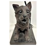 Dog Statue Lamp Set - Black Ceramic Table Lamp & Dog Figurine Accent, Vintage Decor