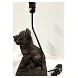Dog Statue Lamp Set - Black Ceramic Table Lamp & Dog Figurine Accent, Vintage Decor