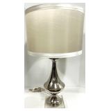 Table Lamp - Silver Finish with Champagne Fabric Shade & Acrylic Base