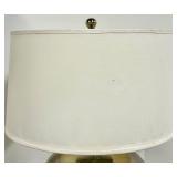 Chrome Globe Table Lamp - Sphere Base with White Fabric Drum Shade