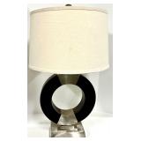 Donut Ring Table Lamp - Linen Shade & Metal Base