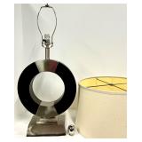 Donut Ring Table Lamp - Linen Shade & Metal Base