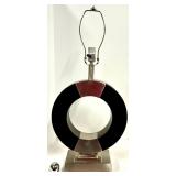 Donut Ring Table Lamp - Linen Shade & Metal Base
