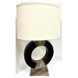 Donut Ring Table Lamp - Linen Shade & Metal Base