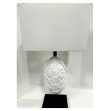 Artichoke-Style Table Lamp - White Ceramic Shade & Black Base