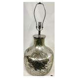 Hammered Silver Glass Vase-Style Table Lamp & White Drum Shade