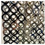 Lattice-Grid Chrome Table Lamp - Rectangular Cream Shade