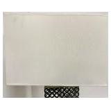 Lattice-Grid Chrome Table Lamp - Rectangular Cream Shade