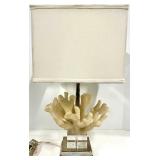 Decorative Coral-Inspired Table Lamp with White Rectangular Shade & Chrome Base