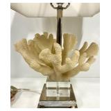 Decorative Coral-Inspired Table Lamp with White Rectangular Shade & Chrome Base
