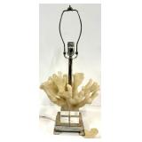 Decorative Coral-Inspired Table Lamp with White Rectangular Shade & Chrome Base