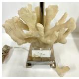 Decorative Coral-Inspired Table Lamp with White Rectangular Shade & Chrome Base