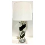 Tall Art Glass Swirl Table Lamp & White Drum Shade