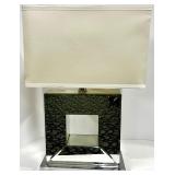Geometric Mirror Base Table Lamp - Beige Fabric Shade - #2
