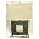 Geometric Mirror Base Table Lamp - Beige Fabric Shade - #1