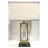 Geometric Metal Frame Table Lamp & White Rectangular Shade - #1