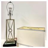 Geometric Metal Frame Table Lamp & White Rectangular Shade - #1