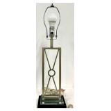 Geometric Metal Frame Table Lamp & White Rectangular Shade - #1