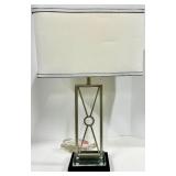 Geometric Metal Frame Table Lamp & White Rectangular Shade - #2
