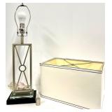 Geometric Metal Frame Table Lamp & White Rectangular Shade - #2