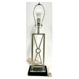 Geometric Metal Frame Table Lamp & White Rectangular Shade - #2