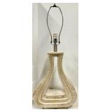 Hourglass Table Lamp - Cream Textured Base & Linen Shade - #2