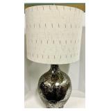 Mercury Glass Table Lamp & White Drum Shade - Textured Metallic Finish
