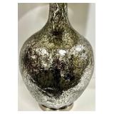 Mercury Glass Table Lamp & White Drum Shade - Textured Metallic Finish