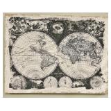 Antique-Style Double-Hemisphere World Map Print