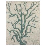 Framed Tree Canvas Art & Teal Branches - Gold Frame