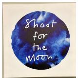Shoot for the Moon Canvas Art Print - Round Blue Abstract Wall Decor, Gallery Wrap