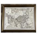 Political Map of Asia - Vintage Framed Wall Art for Study Room & Office