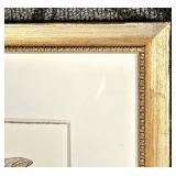 Blue Magnolia Framed Print - Botanical Wall Art in Gold Beaded Frame