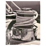 Framed Nautical Photo & Print - Sailboat Winch on Deck (Monochrome)