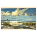 Beach Dunes Seascape - MDK Framed Landscape Painting Signed MDK