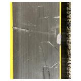 Abstract Painting - Gold Accent on Grey Background, Black Frame