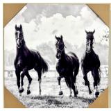Canvas - Black & White Horse Run Artwork