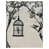 Tree with Bird Cage Wall Art & Branches - Monochrome Print