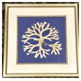 Sea Coral Framed Wall Art on Royal Blue Background & Coastal Decor