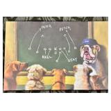 Canvas Dog Art Print - Chalkboard Fetch & Stay Scene