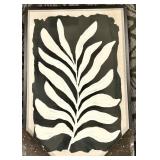 Framed White Leaf Botanical Wall Art - Black Background