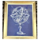 Armillary Sphere Print - Framed Astronomical Diagram in Gold Frame