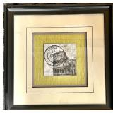Framed Colosseum Print & Rome Stamp Overlay - Black Frame