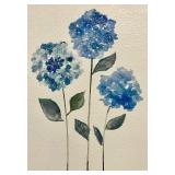 Blue Hydrangea Watercolor Painting in Gold Frame
