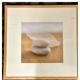 Zen Stone Balancing Art Print - Framed Wood Frame & Cream Double Mat