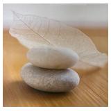 Zen Stone Balancing Art Print - Framed Wood Frame & Cream Double Mat