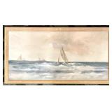 Framed Sailboat Seascape Painting - Signed Craypan