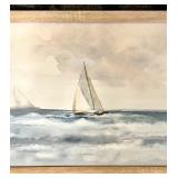 Framed Sailboat Seascape Painting - Signed Craypan