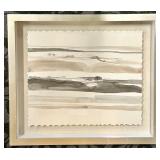 Abstract Striped Watercolor Collage on Torn-Edge Paper Framed Artwork
