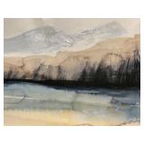 Watercolor Landscape Painting - Mountains & Lake Scene